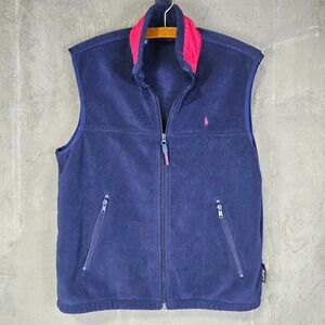 Vintage Polo Golf Ralph Lauren Vest Navy Blue Polartec Fleece Made in USA S